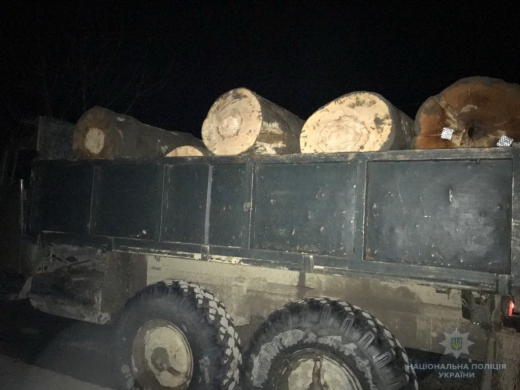 На Тячівщині полісмени зупинили вантажівку з “лівою” деревиною