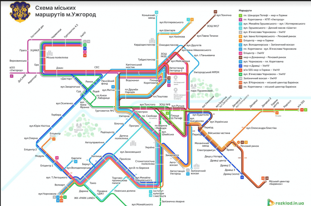 В Ужгороді розробили візуалізацію схеми руху громадського транспорту